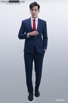 Bộ Suit Xanh Caro Bông Tuyết Modern Fit TGS279